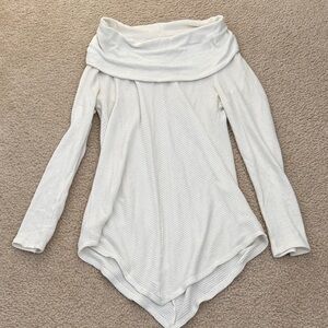 Iz Byer Cream Ribbed Knit Top